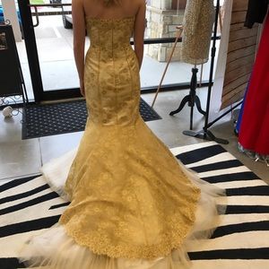 Gold and white trumpet dress